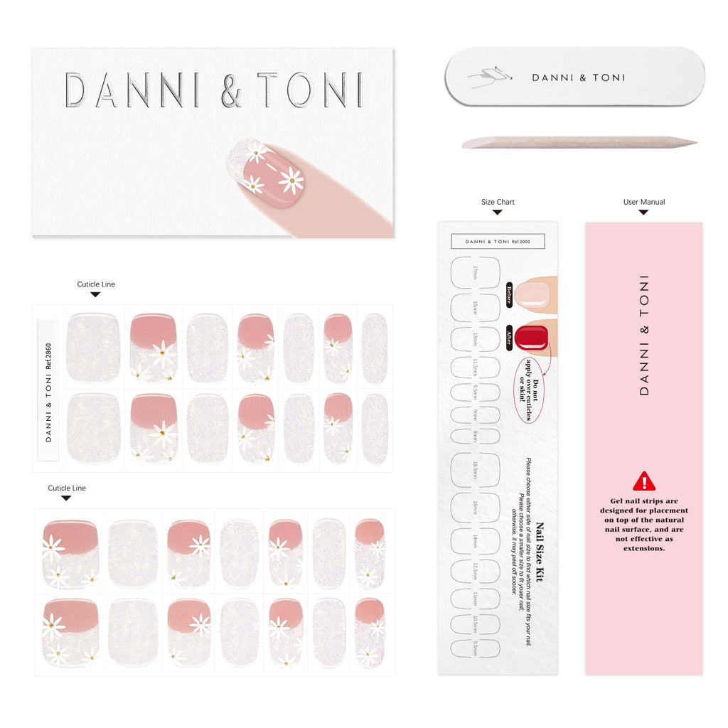 DANNI & TONI Floral Aurora Gel Nail Wraps – 28 Semi-Cured Strips