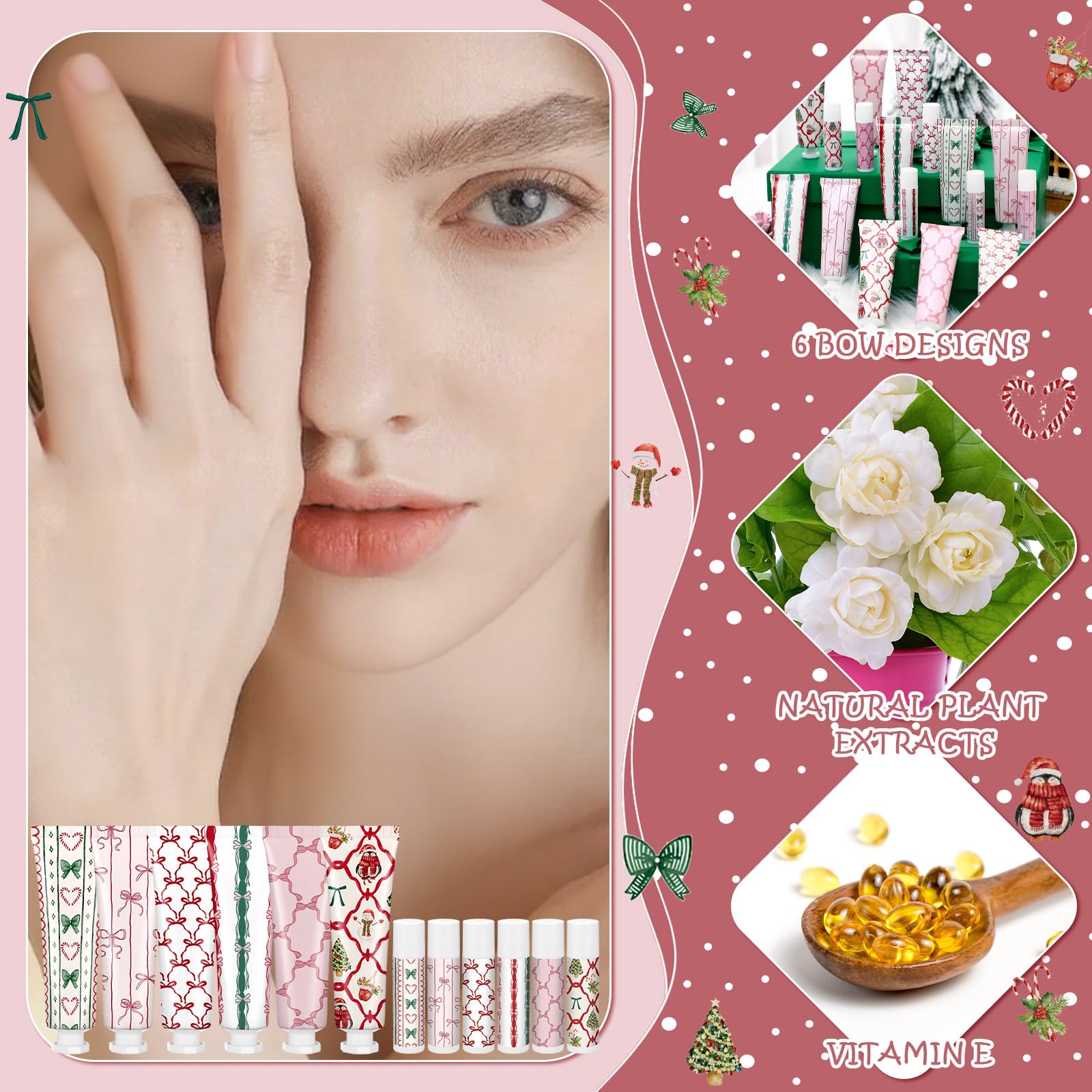 Dansib 72-Piece Valentine’s Day Hand Cream & Lip Balm Gift Set – 36 Sets, Travel Size, 6 Scents