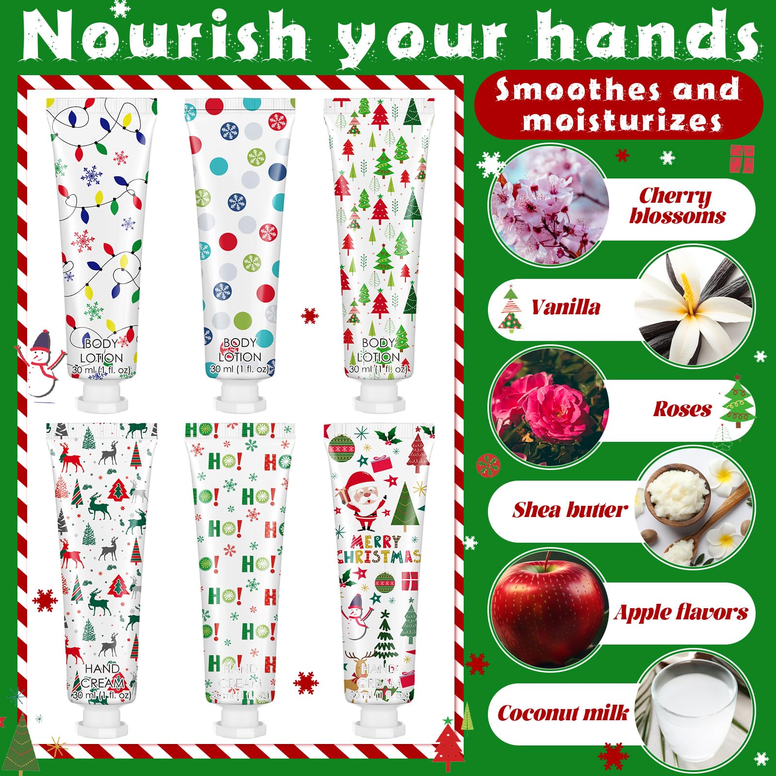 Dansib 36-Set Christmas Party Favors: Hand Cream, Body Lotion, Lip Balm Gift Set for Coworkers & Guests