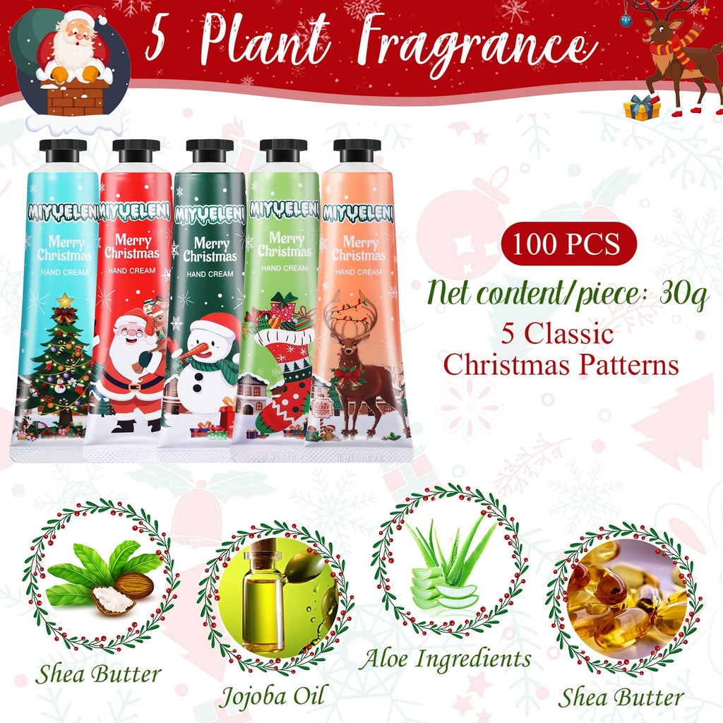 Dansib 100 Pcs Christmas Hand Cream Gift Set – Moisturizing, Travel-Size Lotions in 5 Fragrances