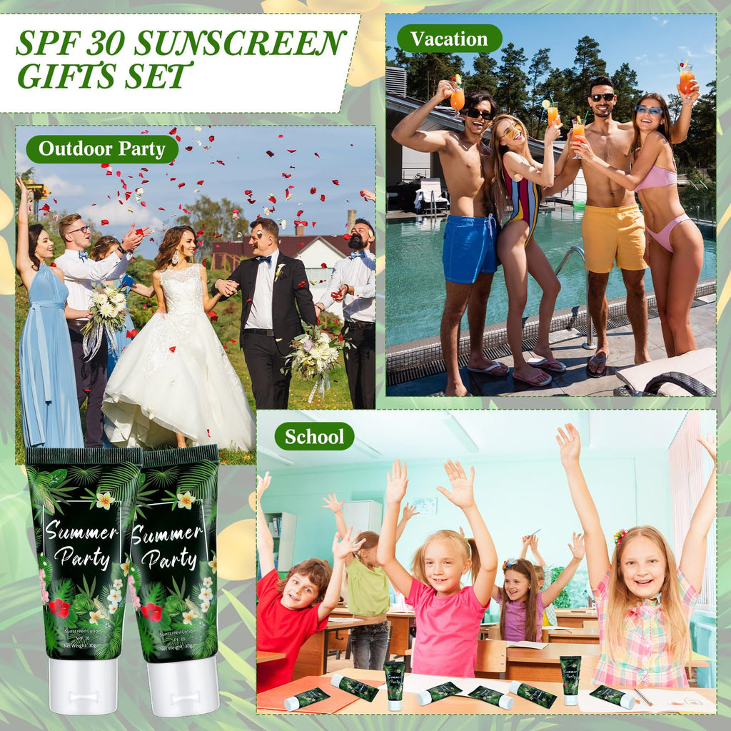 Dansib 24 Pcs Mini Sunscreen Bulk — SPF 30 Travel Size 1oz for Weddings (White Cream, Tropical)