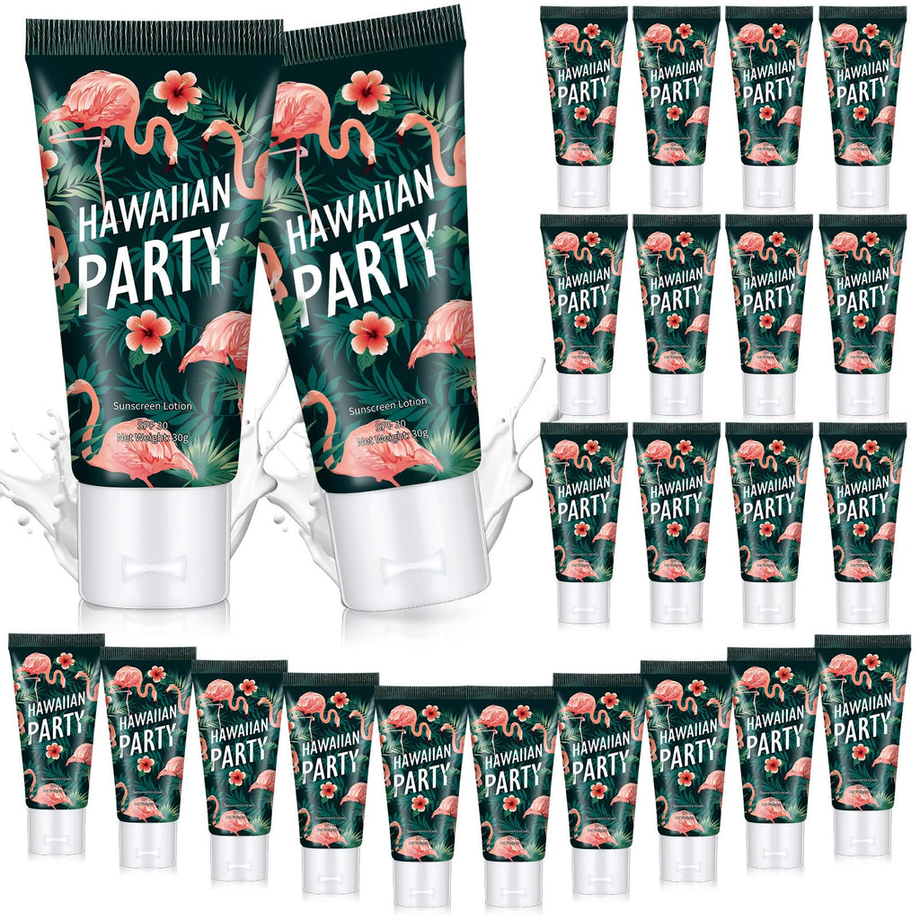 Dansib 24 Pcs Mini Sunscreen Bulk – SPF 30 Travel Size 1oz for Wedding Gifts (White Cream, Flamingo)