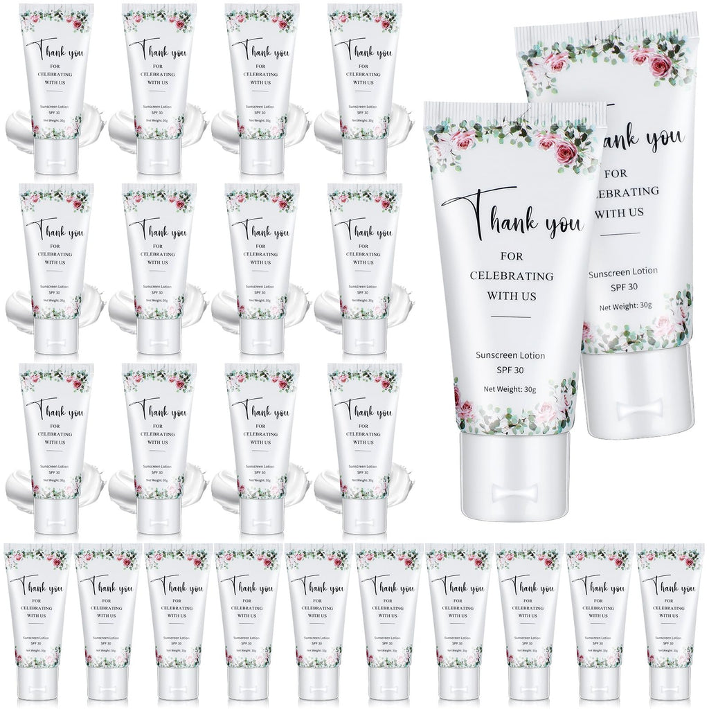 Dansib 24 Pcs Mini Sunscreen Bulk — Travel Size SPF 30, Water-Resistant for Wedding Favors