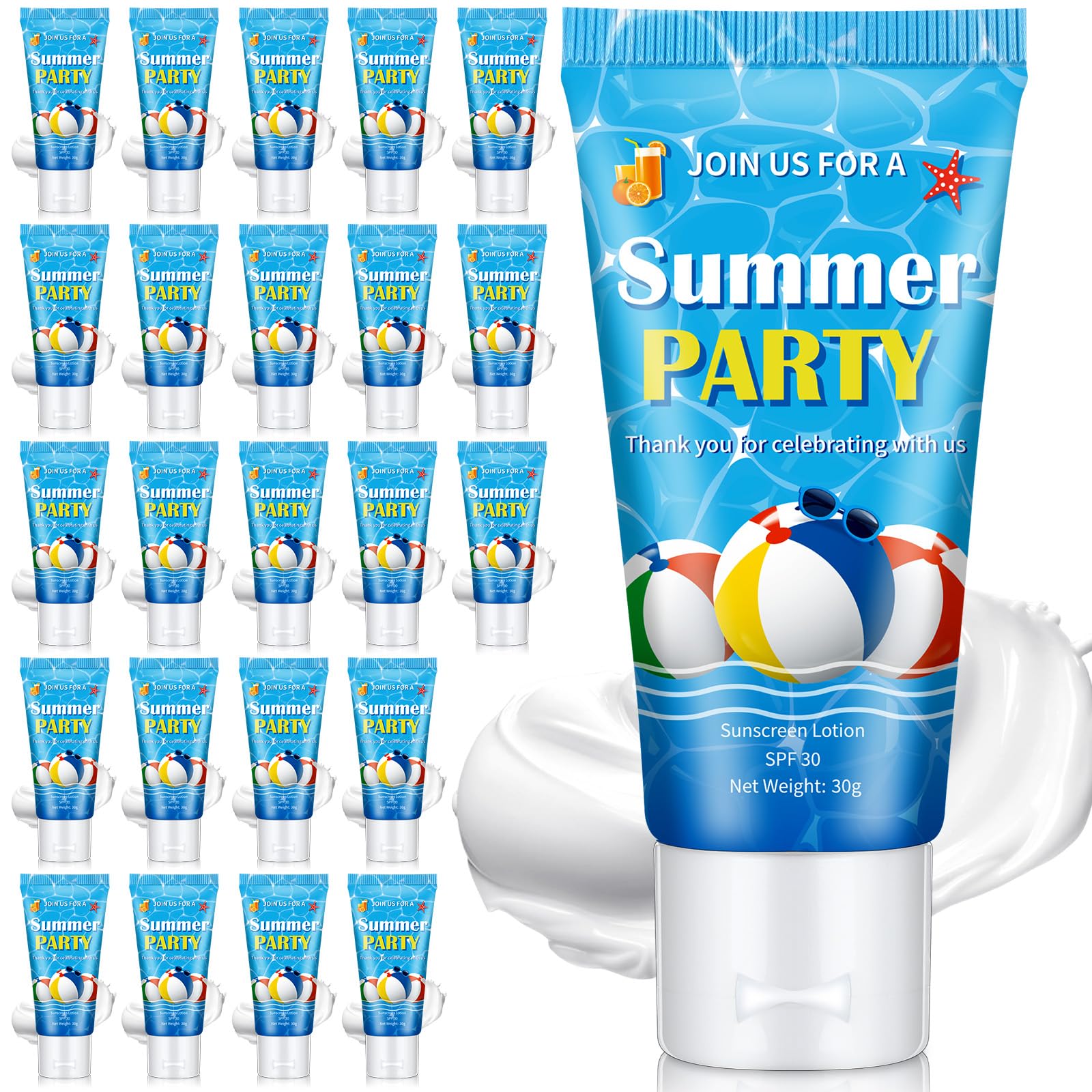 Dansib 24 Pcs Mini Sunscreen Bulk SPF 30 – Travel Size Lotion for Weddings