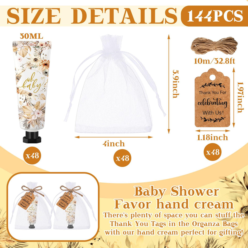 Dansib 48-Set Baby Shower Hand Cream Gift Set | Boho Guest Favors, 30ml Travel Size