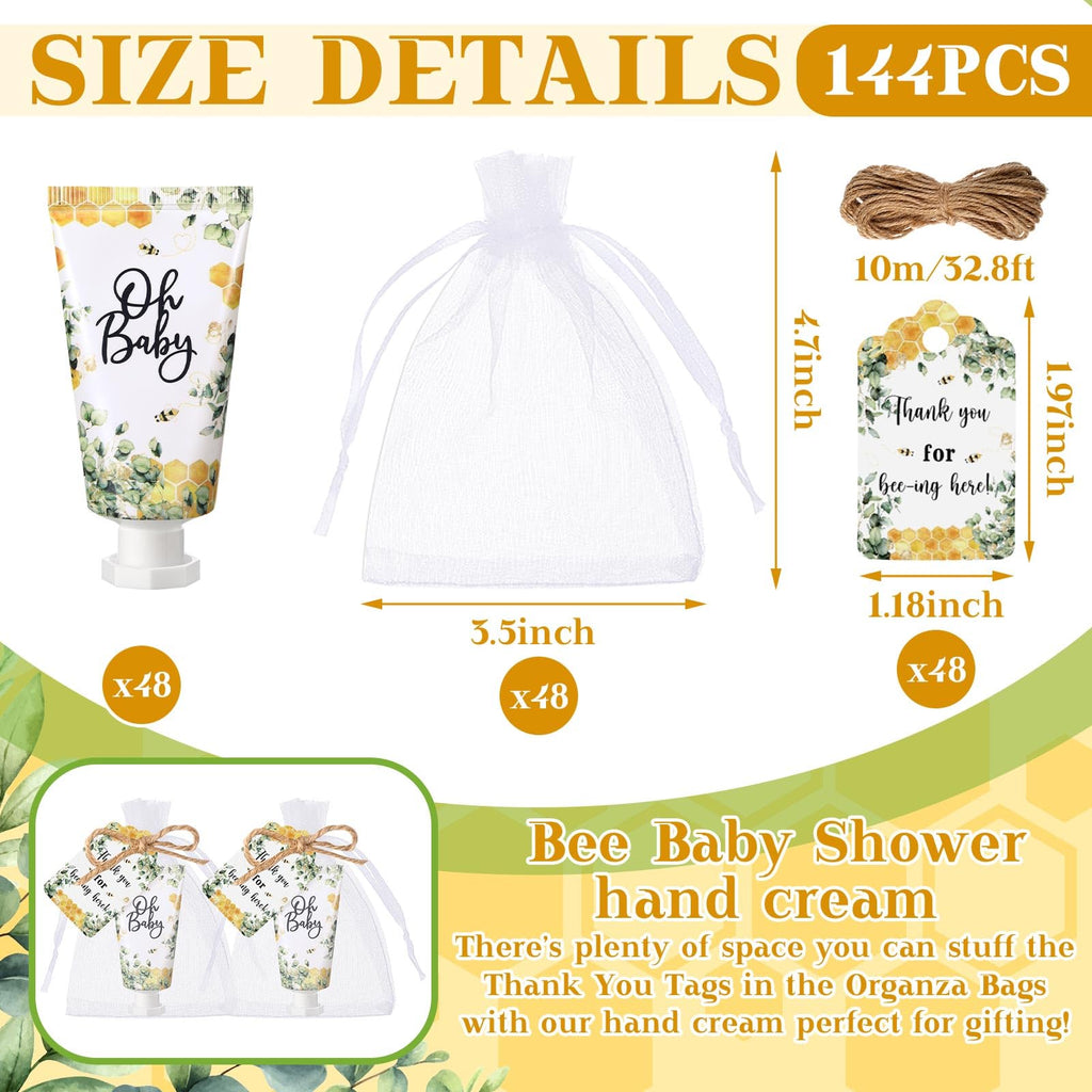 Dansib 48-Set Baby Shower Hand Cream Gift Pack – Elegant Eucalyptus Design, 48 Mini Hand Lotions for Guests