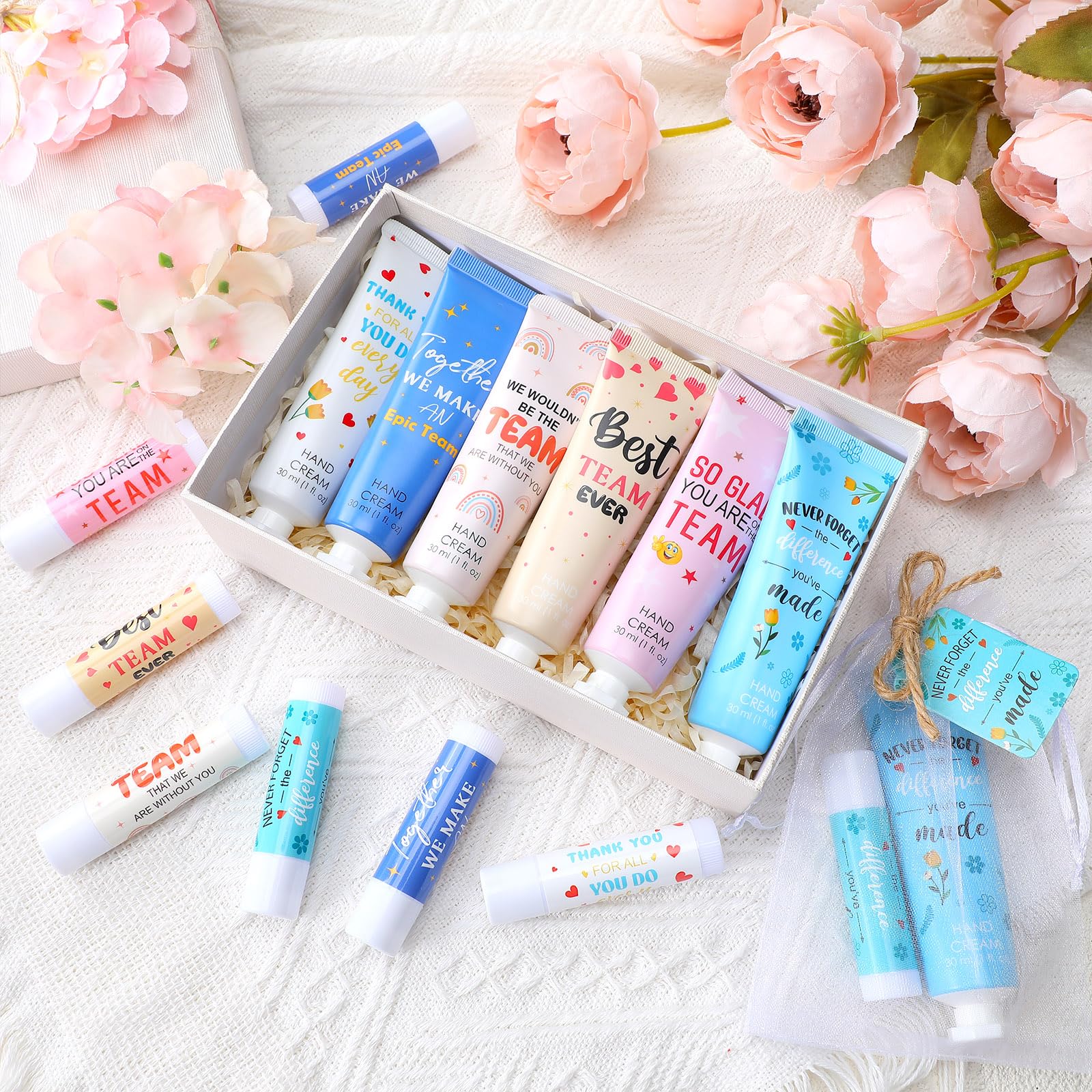 Dansib 48set/192pcs Best Team Ever Gifts – Hand Cream & Lip Balm Set for Coworkers