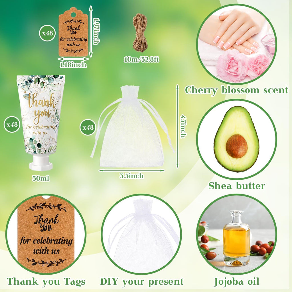 Dansib 48-Set Baby Shower Hand Cream Gift – Eucalyptus Leaves Design