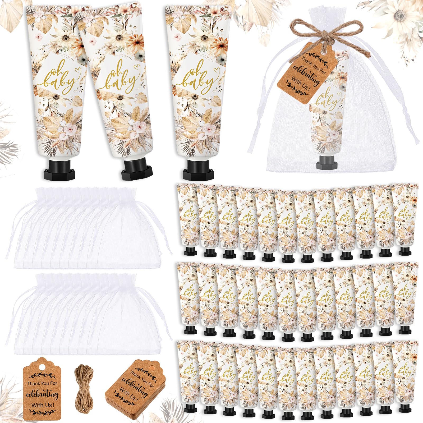 Dansib 48-Set Baby Shower Hand Cream Gift Set | Boho Guest Favors, 30ml Travel Size