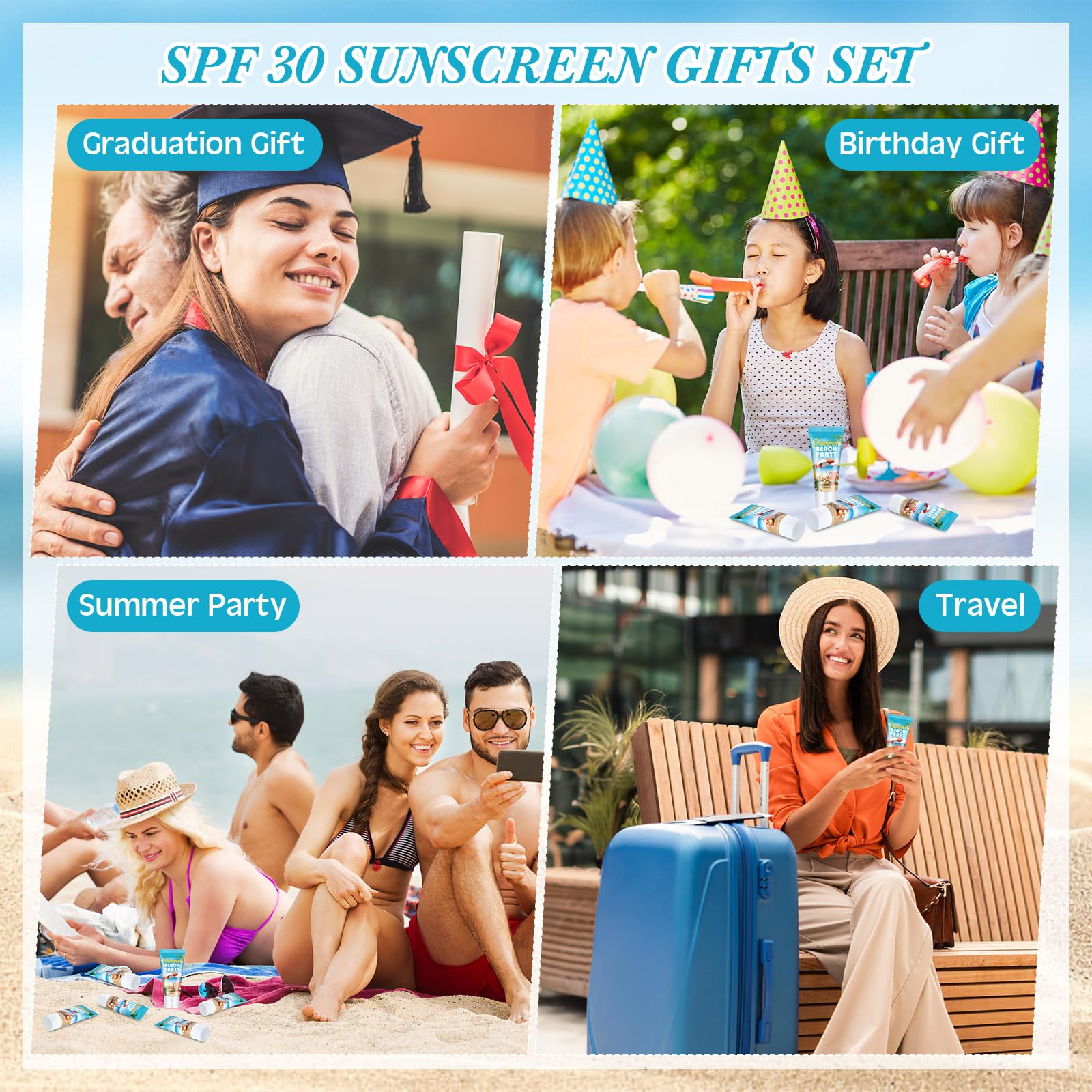 Dansib 72-Piece Mini Sunscreen Bulk – SPF 30 Travel 1oz for Weddings & Beach Parties