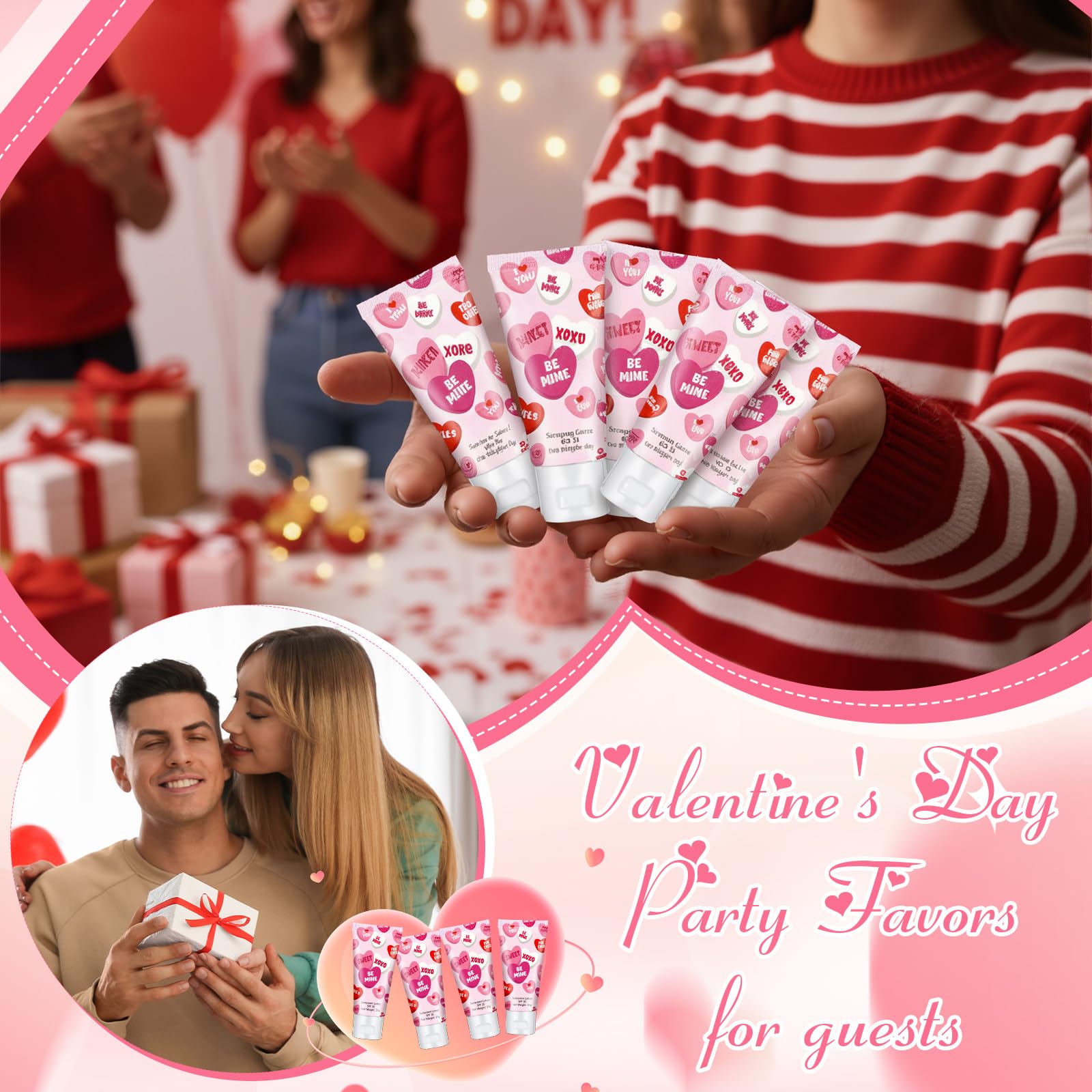 Dansib 24 Pcs Mini Sunscreen Bulk SPF 30 | Travel-Size Valentine Gift Set