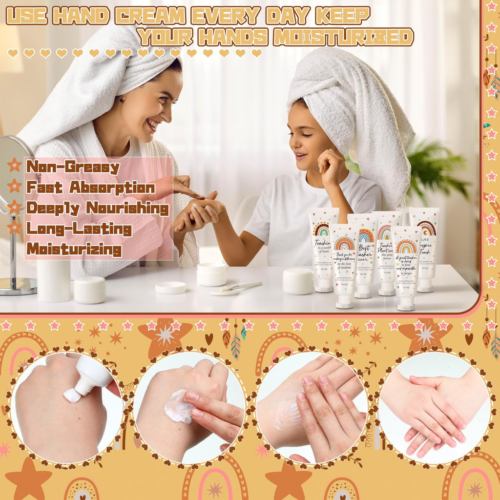 Dansib 24 Pcs Teacher Appreciation Hand Cream Gift Set – Boho Rainbow Travel-Size Moisturizing Lotion