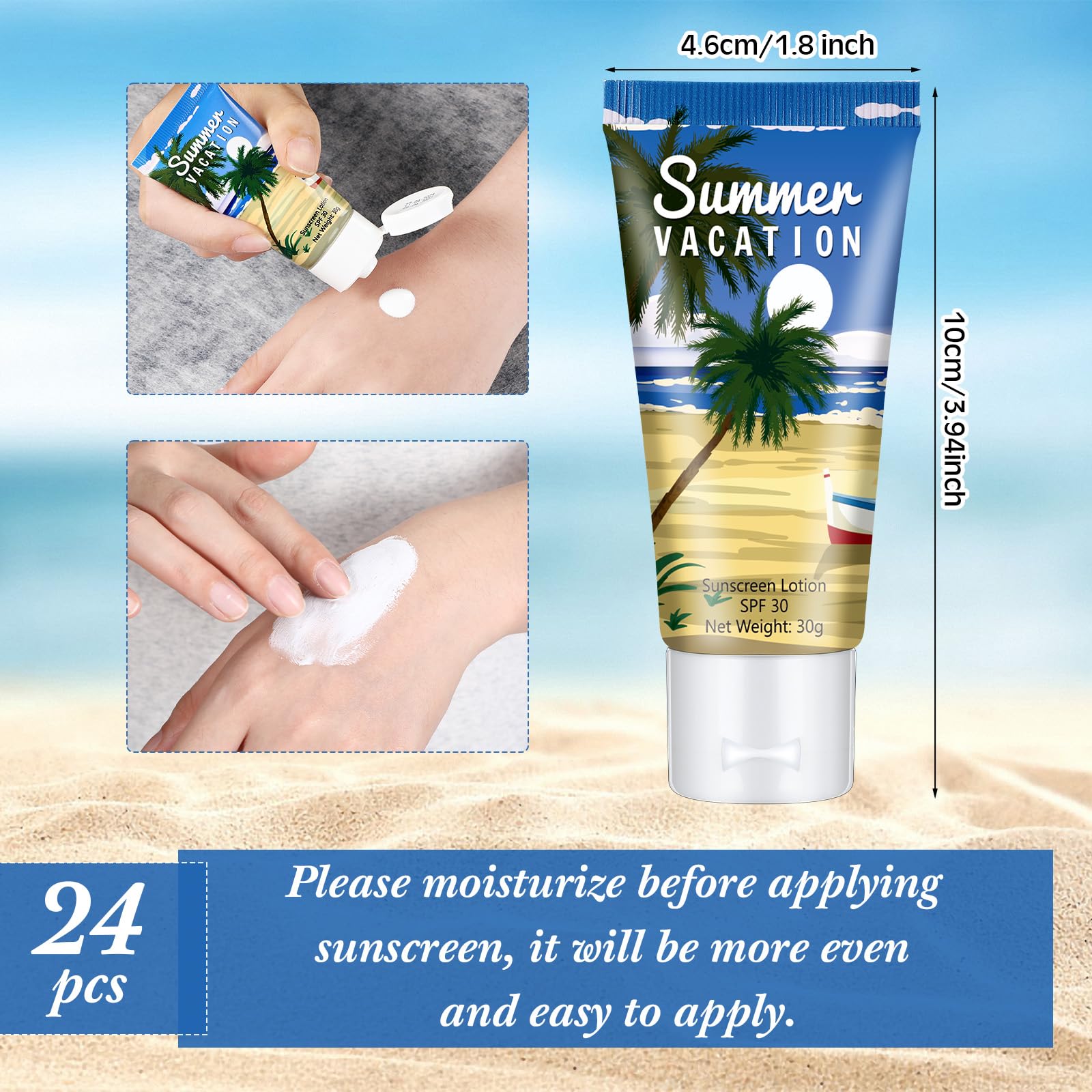 Dansib 24 Pcs Mini Sunscreen Bulk – SPF 30 Travel-Size 1oz Sunscreen Lotion for Wedding Favors