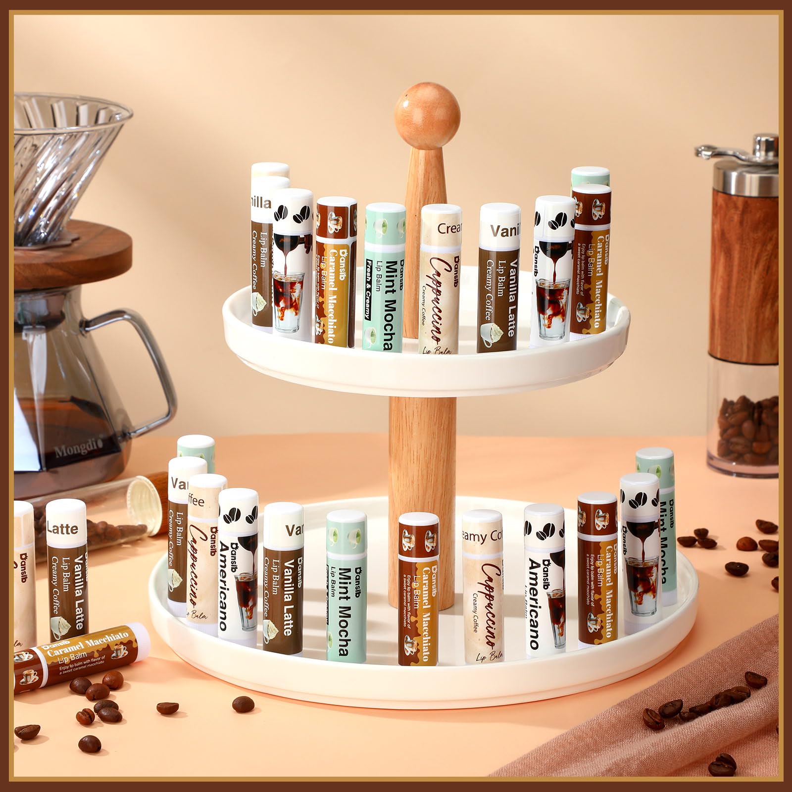 Dansib 50 Pack Coffee Flavor Lip Balms – Vanilla Latte & More