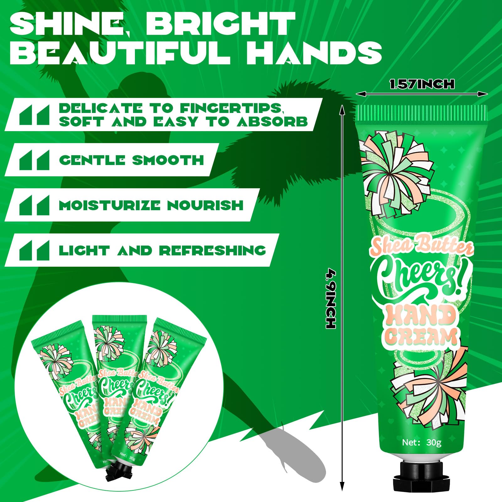Dansib 24-Piece Cheer Team Hand Cream Bulk — Green Gift Set for Cheerleaders
