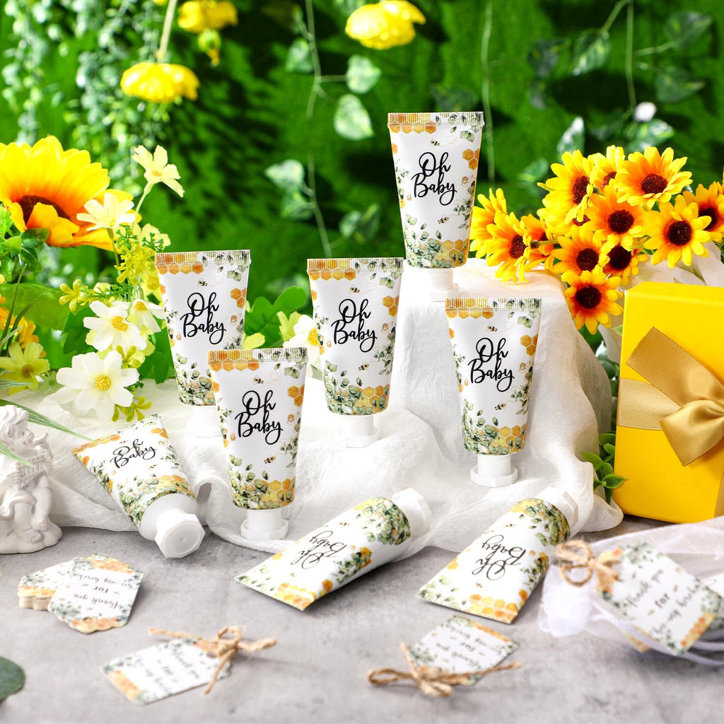 Dansib 48-Set Baby Shower Hand Cream Gift Pack – Elegant Eucalyptus Design, 48 Mini Hand Lotions for Guests