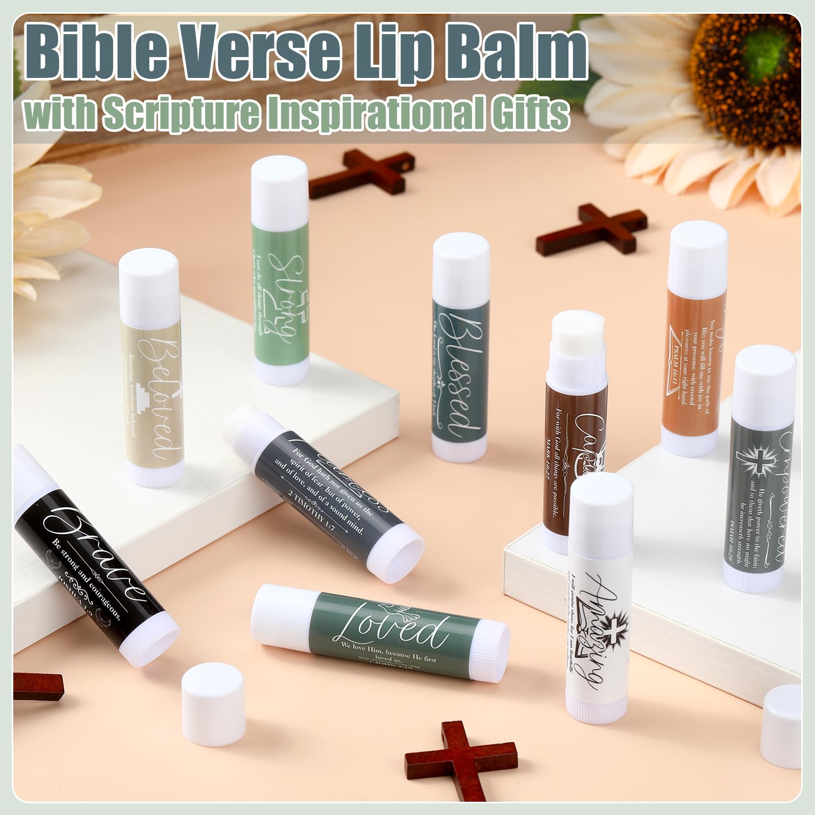 Dansib 50-Pack Christian Lip Balm Gift Set – Scripture Verse Bulk for Church & Staff