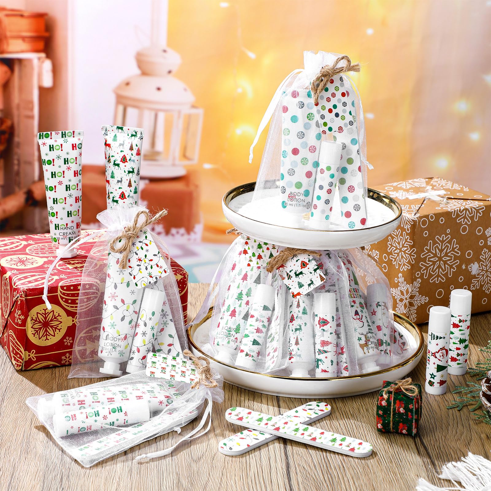 Dansib 72-Piece Christmas Gift Set for Party Favors – Hand Cream, Body Lotion, Lip Balm, Nail File & Stocking Stuffers