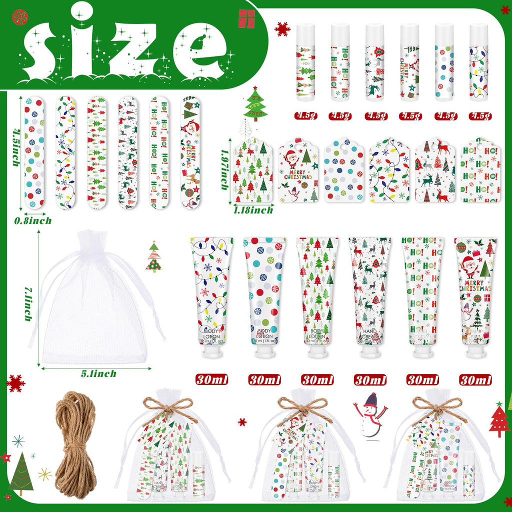 Dansib 6 Sets 36 Pcs Christmas Party Favors Gift Set – Hand Cream, Lip Balm, Body Lotion
