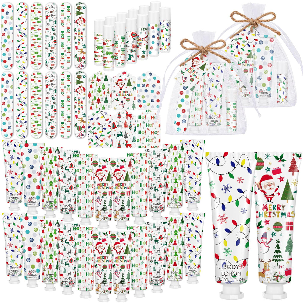 Dansib 72-Piece Christmas Gift Set for Party Favors – Hand Cream, Body Lotion, Lip Balm, Nail File & Stocking Stuffers