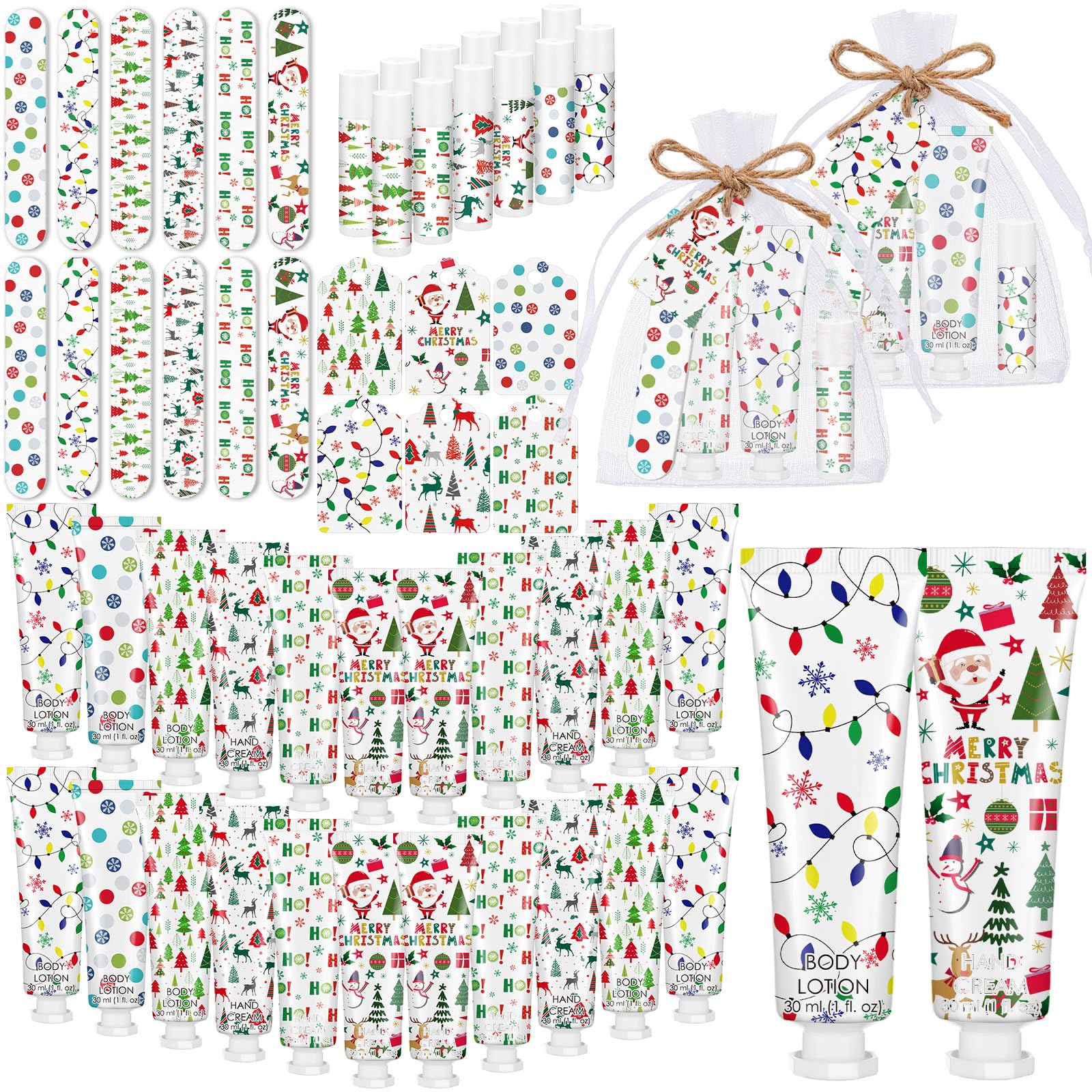 Dansib 72-Piece Christmas Gift Set for Party Favors – Hand Cream, Body Lotion, Lip Balm, Nail File & Stocking Stuffers