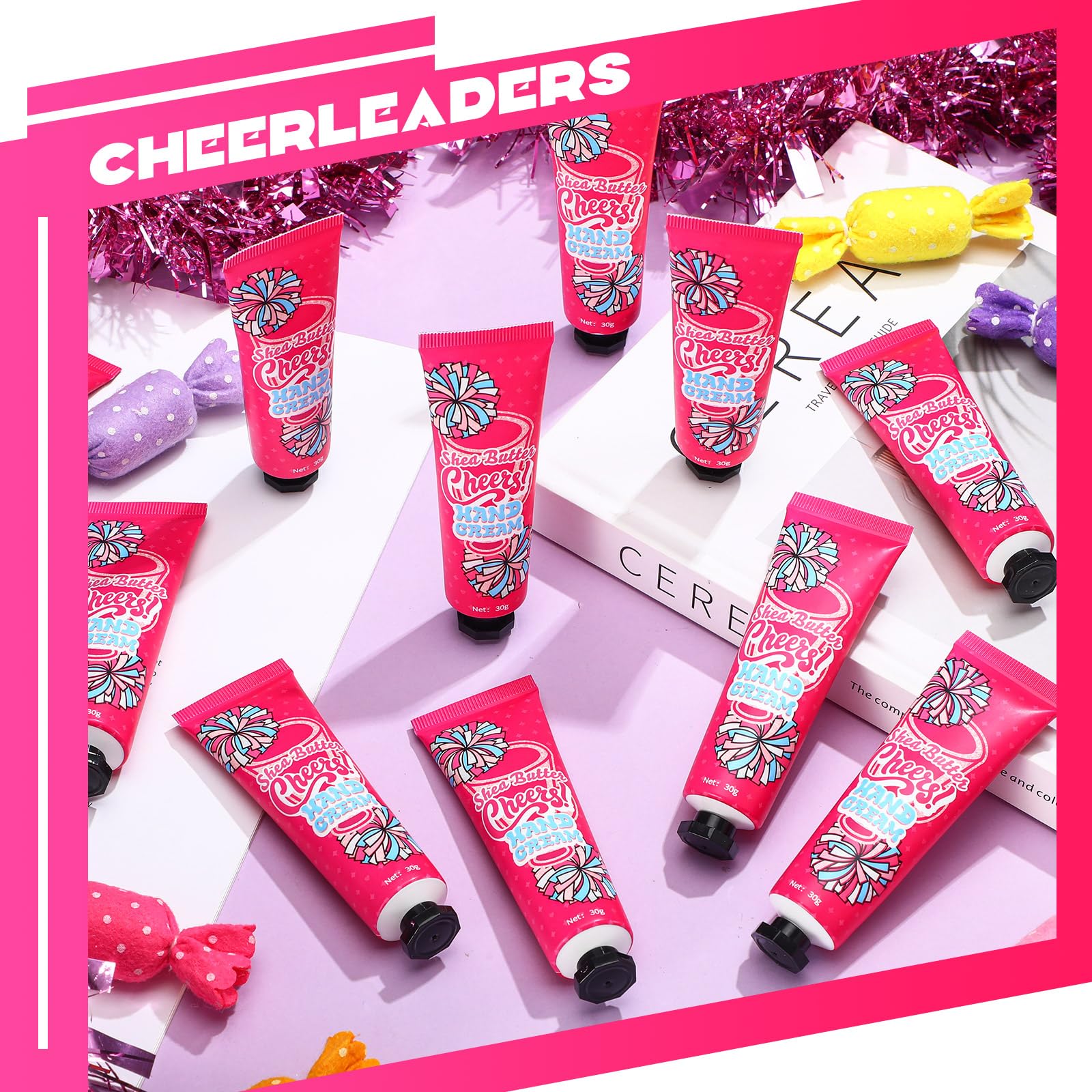 Dansib 24-Pcs Cheer Team Hand Cream Gift Set | Pink, Travel-Size Lotion for Gym Bags