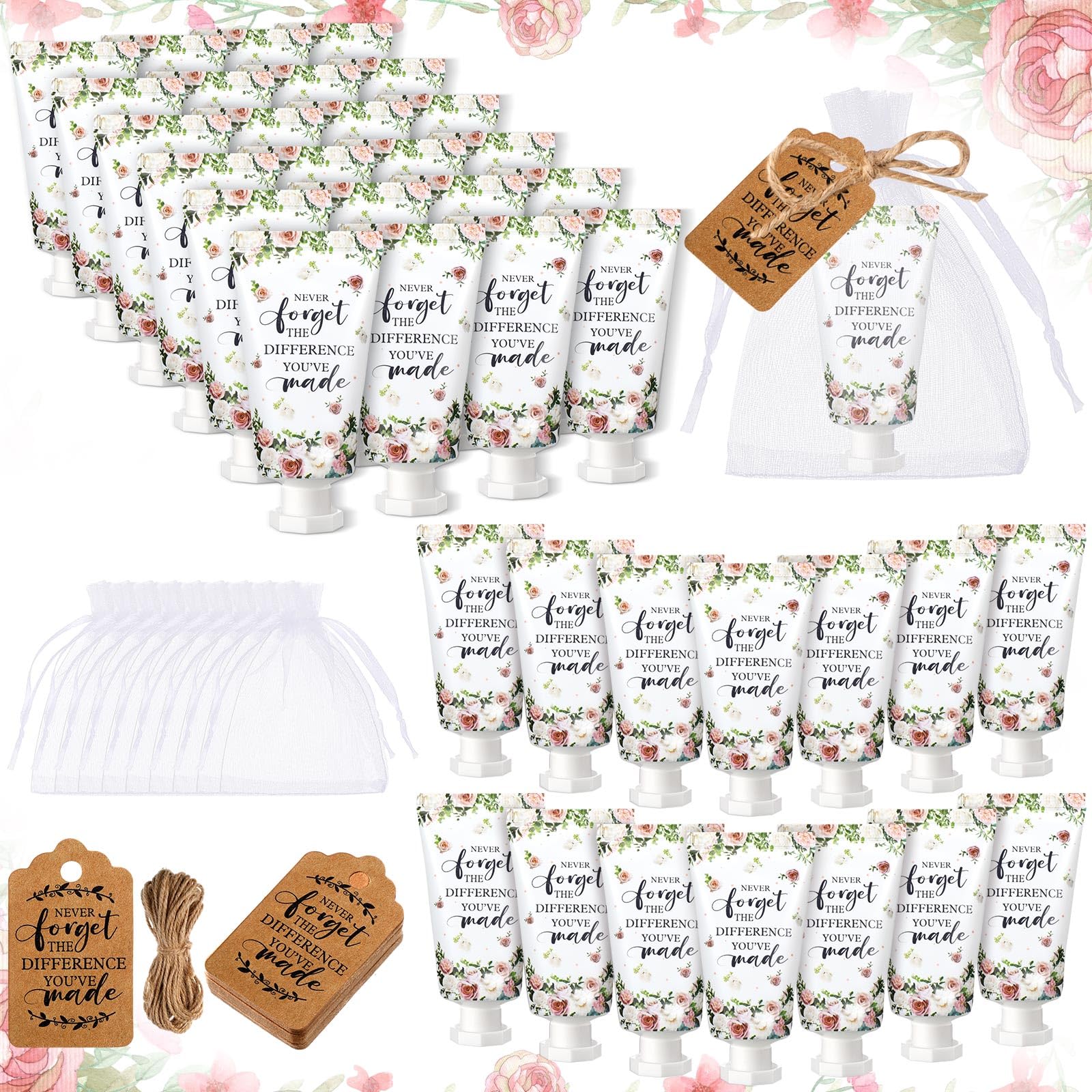 Dansib 48-Count Hand Cream Gift Set – Employee Appreciation Gifts, Elegant Pink Rose Design