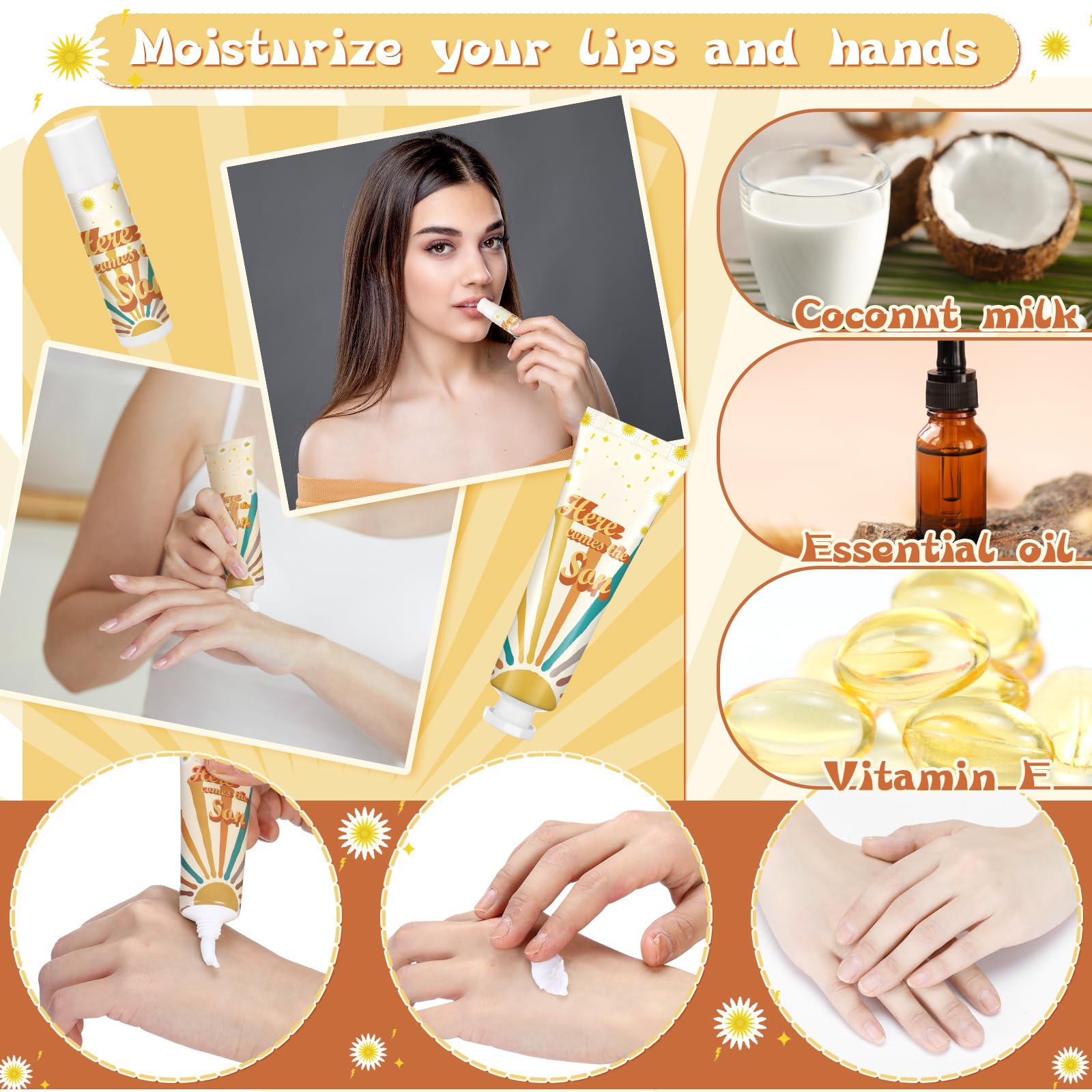Dansib Here Comes The Sun Hand Cream & Lip Balm Gift Set – 24 Party Favors