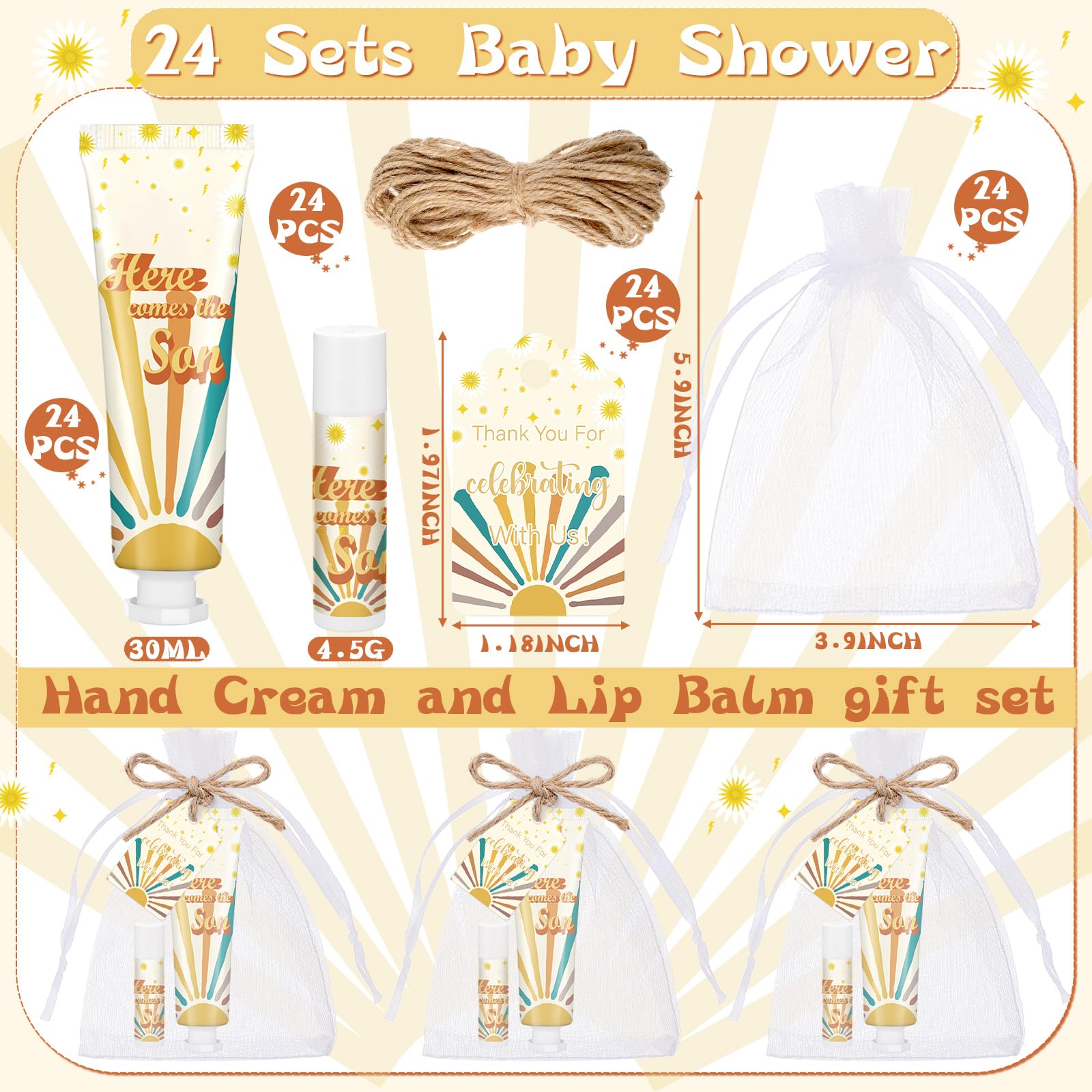 Dansib Here Comes The Sun Hand Cream & Lip Balm Gift Set – 24 Party Favors