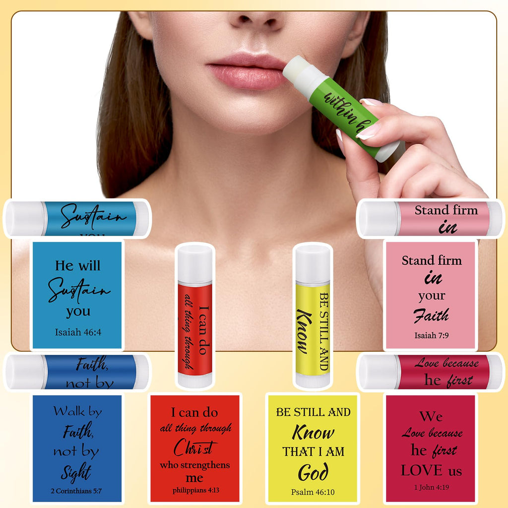 Dansib 50 Pack Christian Lip Balm Gifts – Bible Verse Lip Balms for Church & Events