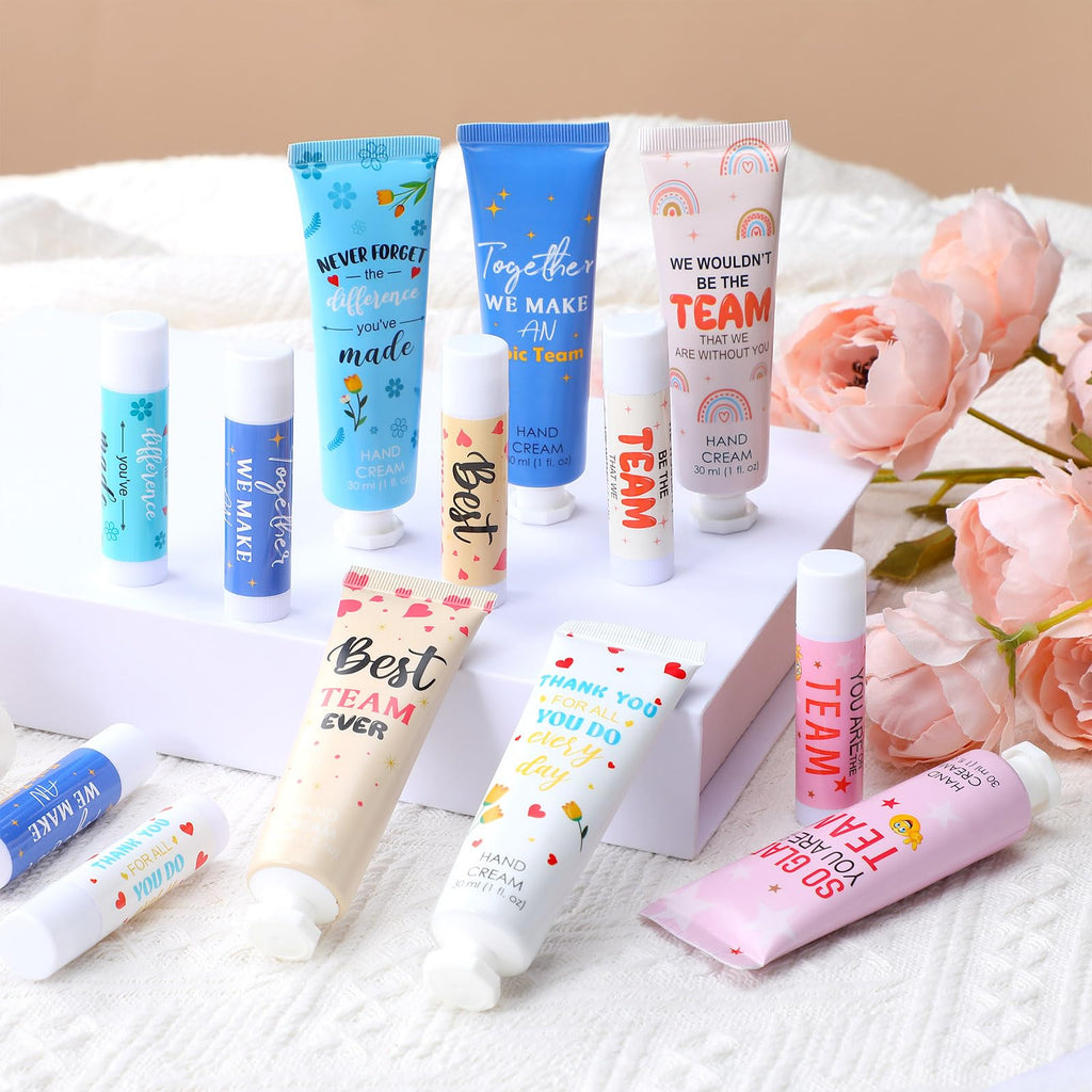 Dansib 48set/192pcs Best Team Ever Gifts – Hand Cream & Lip Balm Set for Coworkers