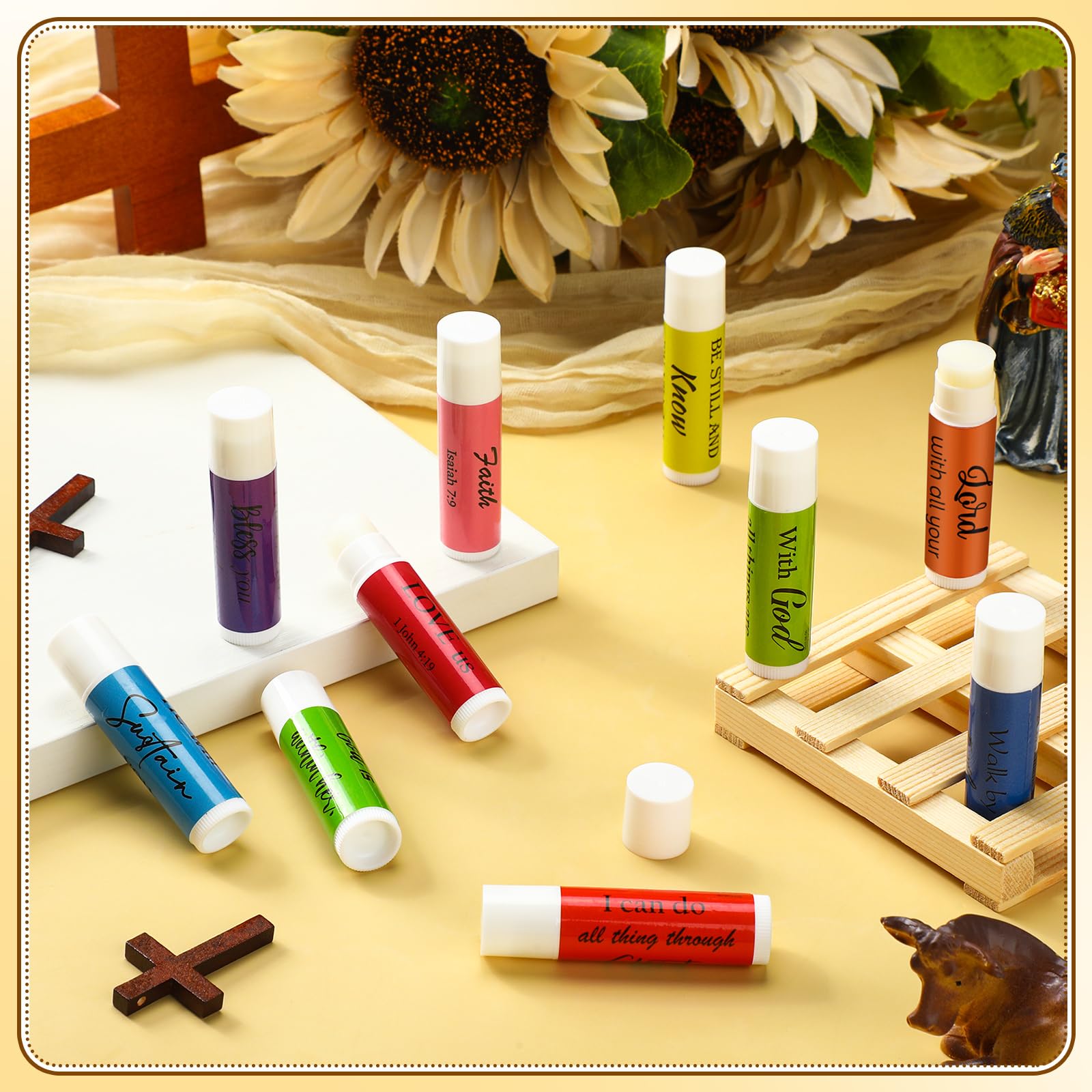 Dansib 50 Pack Christian Lip Balm Gifts – Bible Verse Lip Balms for Church & Events