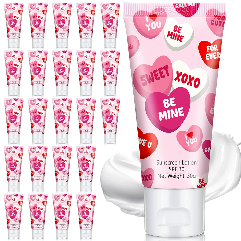 Dansib 24 Pcs Mini Sunscreen Bulk SPF 30 | Travel-Size Valentine Gift Set