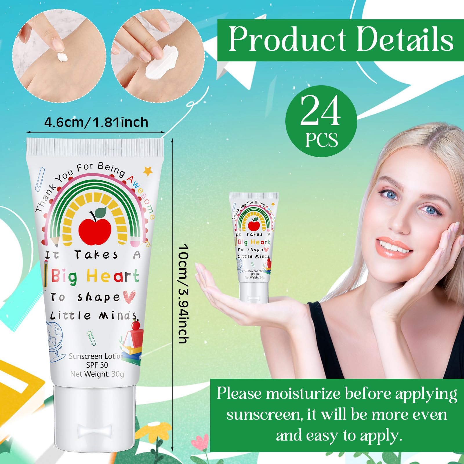 Dansib 24 Pcs Mini Sunscreen Bulk – 1 oz Travel Size SPF 30, Water Resistant, Ideal Teacher Gifts