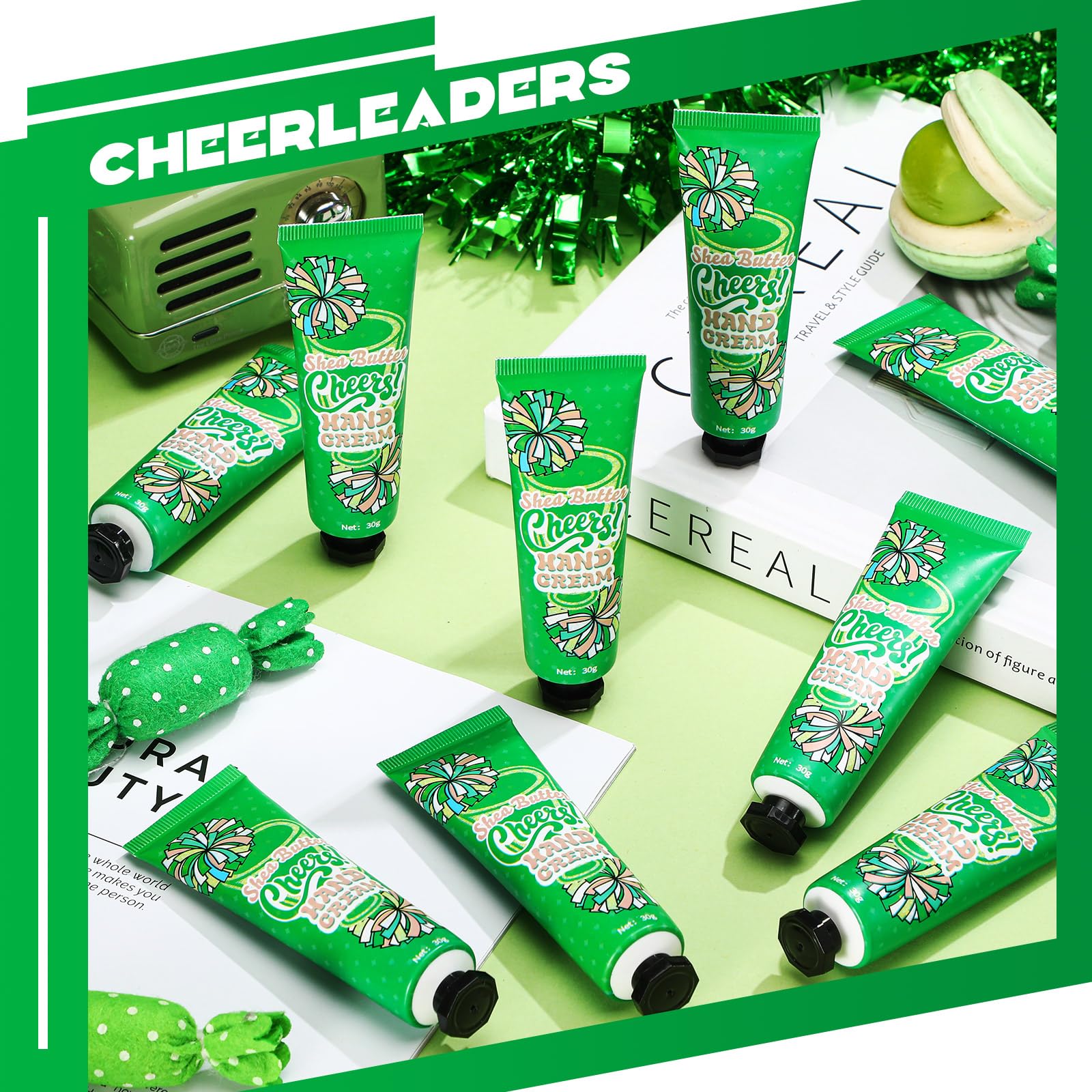 Dansib 24-Piece Cheer Team Hand Cream Bulk — Green Gift Set for Cheerleaders