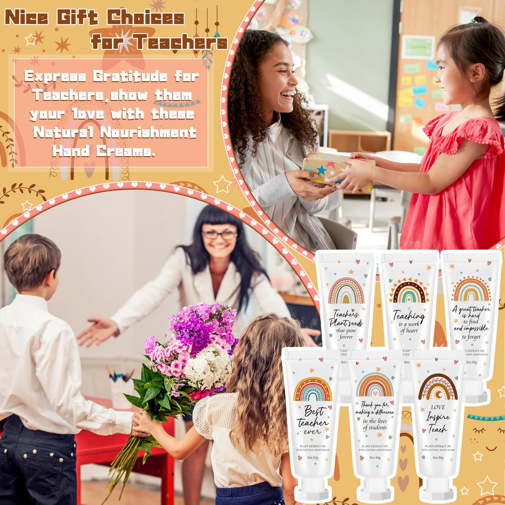 Dansib 48-Piece Teacher Appreciation Hand Cream Gift Set – Boho Rainbow Bulk Moisturizing Lotion