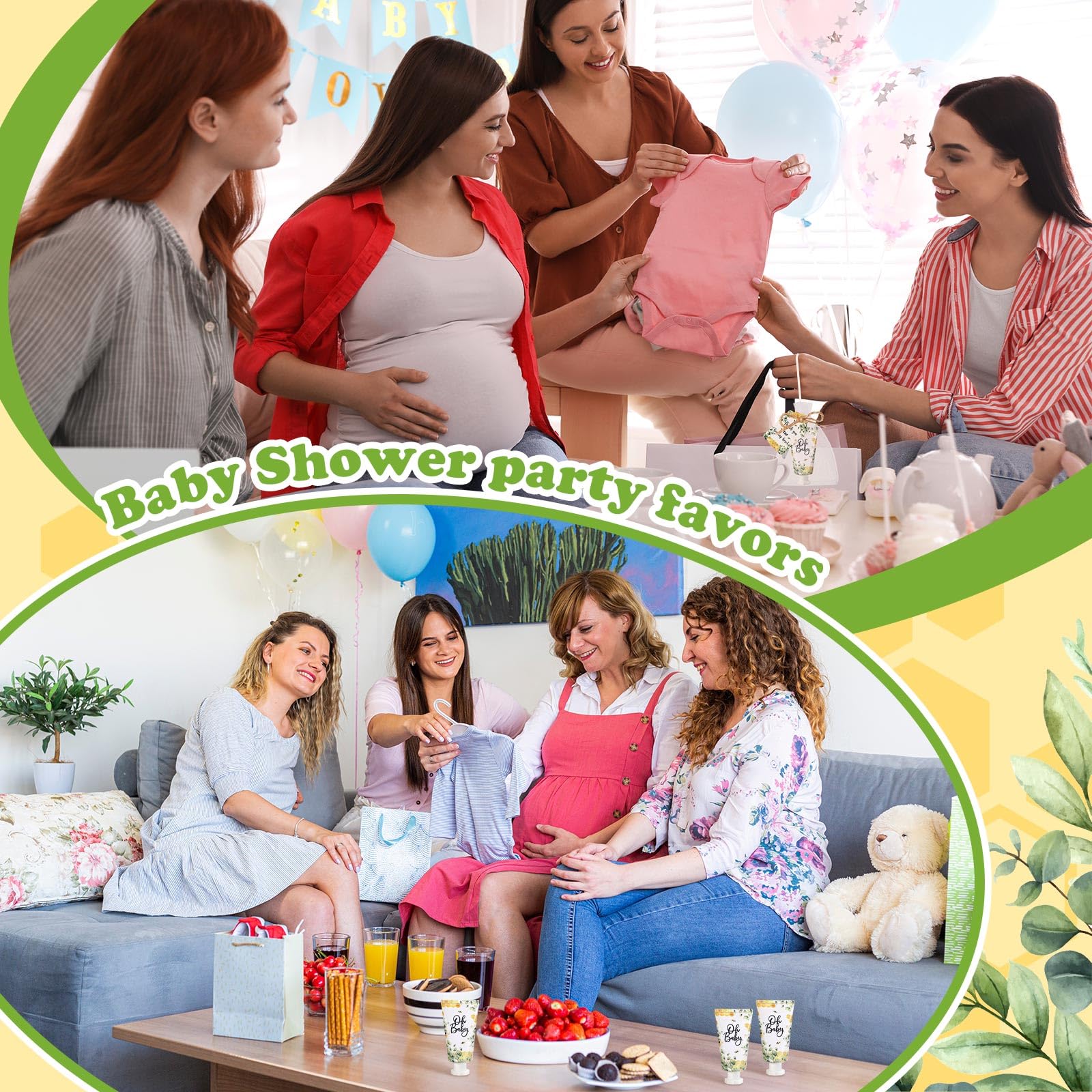 Dansib 48-Set Baby Shower Hand Cream Gift Pack – Elegant Eucalyptus Design, 48 Mini Hand Lotions for Guests