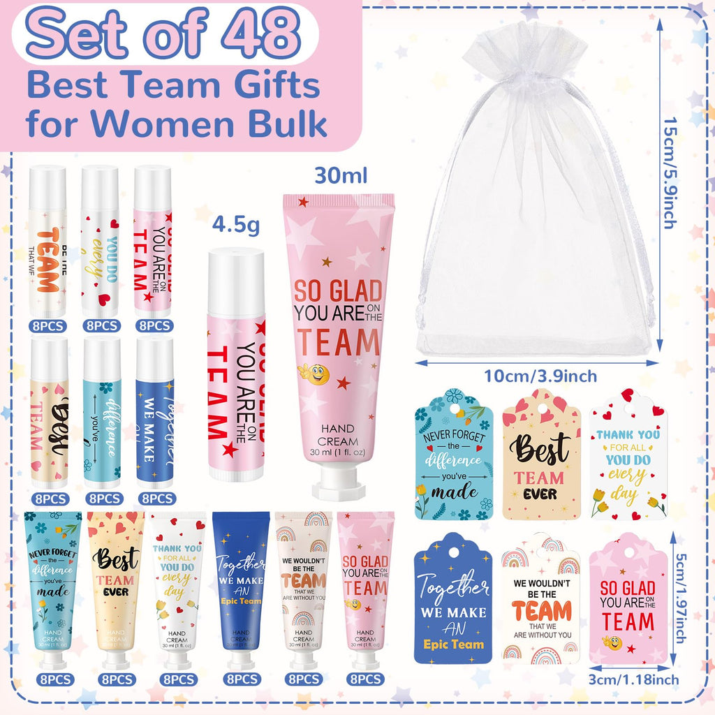 Dansib 48set/192pcs Best Team Ever Gifts – Hand Cream & Lip Balm Set for Coworkers