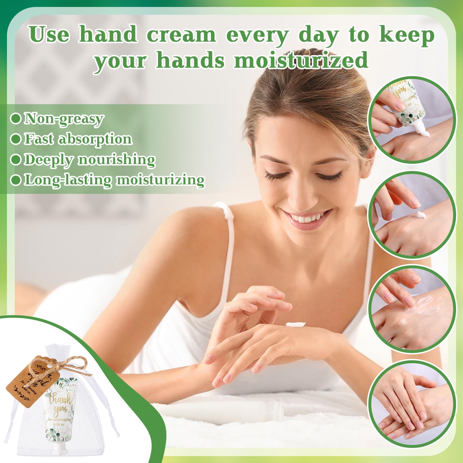 Dansib 48-Set Baby Shower Hand Cream Gift – Eucalyptus Leaves Design