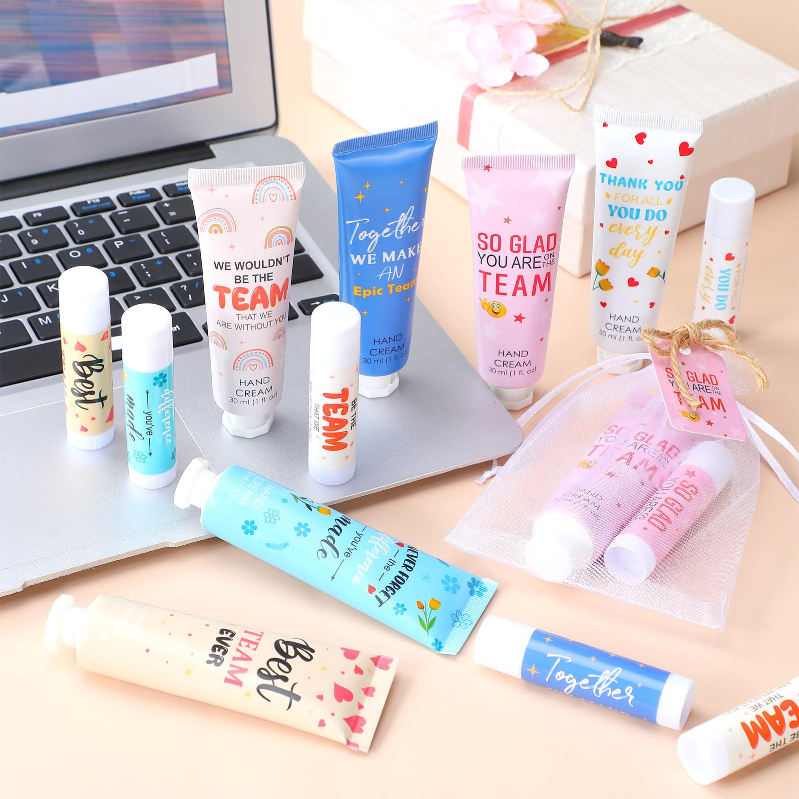 Dansib 48set/192pcs Best Team Ever Gifts – Hand Cream & Lip Balm Set for Coworkers