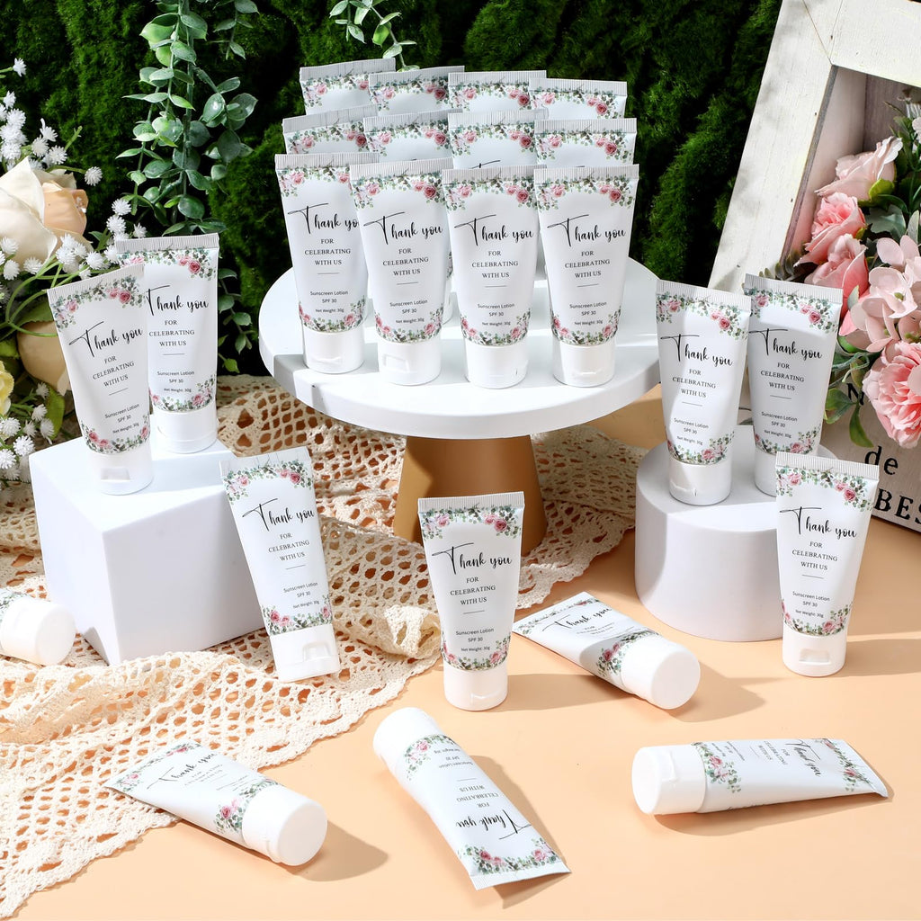 Dansib 24 Pcs Mini Sunscreen Bulk — Travel Size SPF 30, Water-Resistant for Wedding Favors