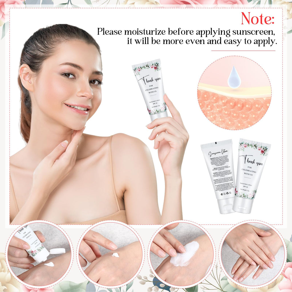 Dansib 24 Pcs Mini Sunscreen Bulk — Travel Size SPF 30, Water-Resistant for Wedding Favors