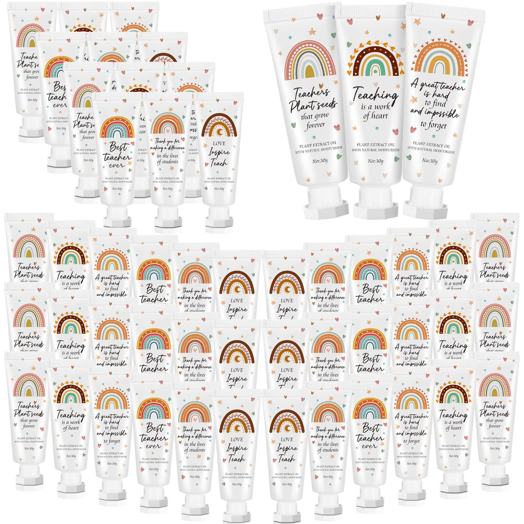 Dansib 48-Piece Teacher Appreciation Hand Cream Gift Set – Boho Rainbow Bulk Moisturizing Lotion
