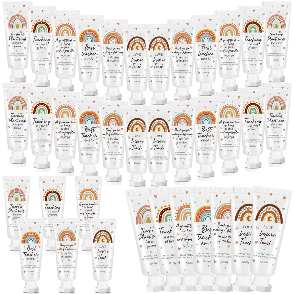 Dansib 24 Pcs Teacher Appreciation Hand Cream Gift Set – Boho Rainbow Travel-Size Moisturizing Lotion