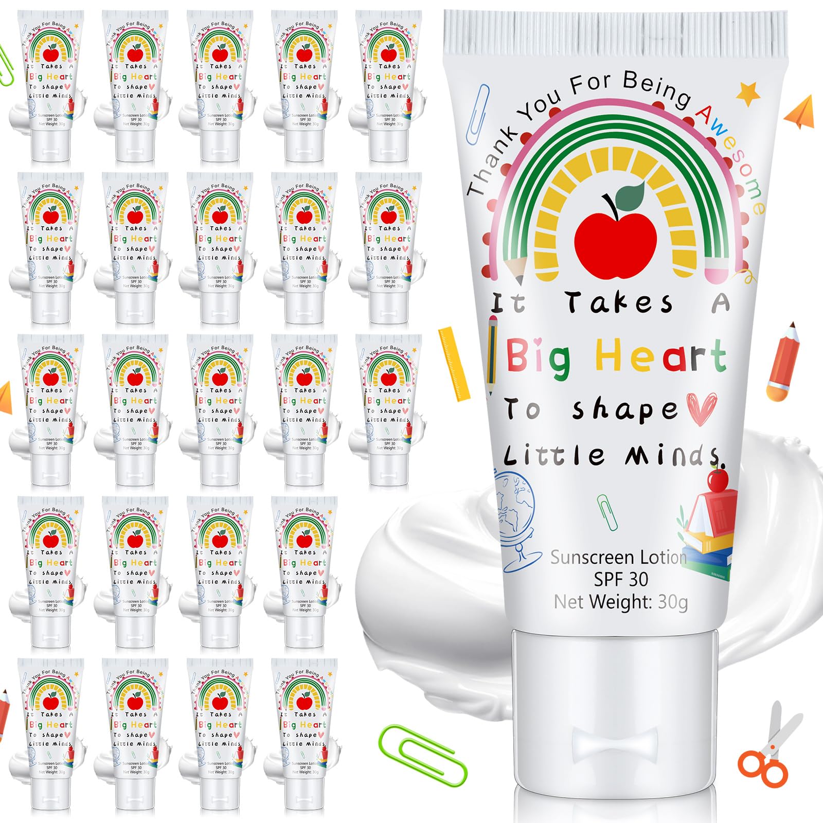 Dansib 24 Pcs Mini Sunscreen Bulk – 1 oz Travel Size SPF 30, Water Resistant, Ideal Teacher Gifts