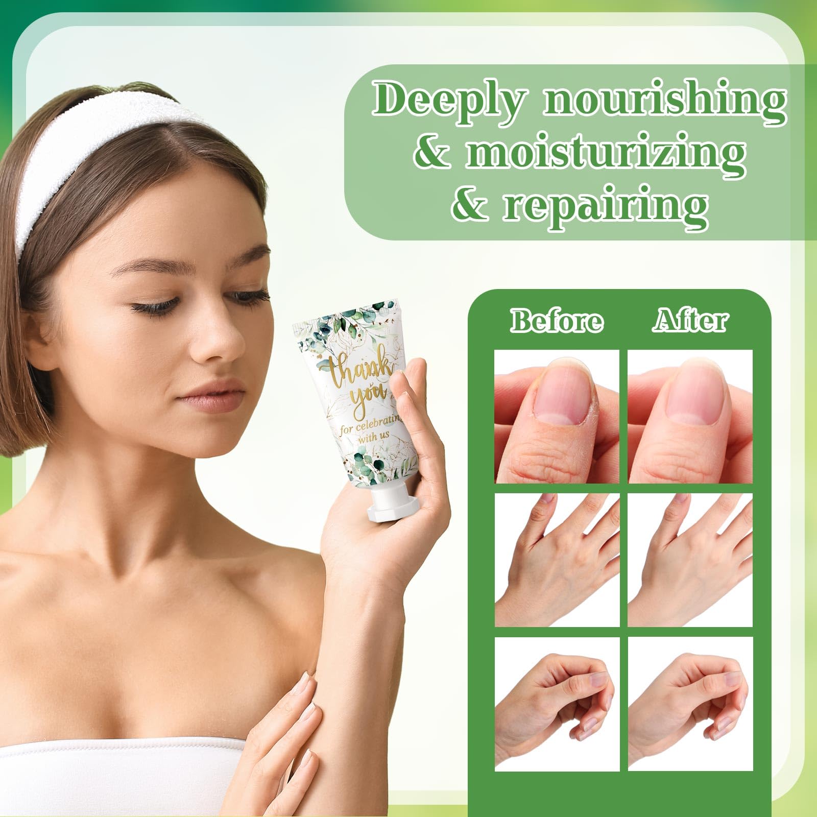 Dansib 48-Set Baby Shower Hand Cream Gift – Eucalyptus Leaves Design