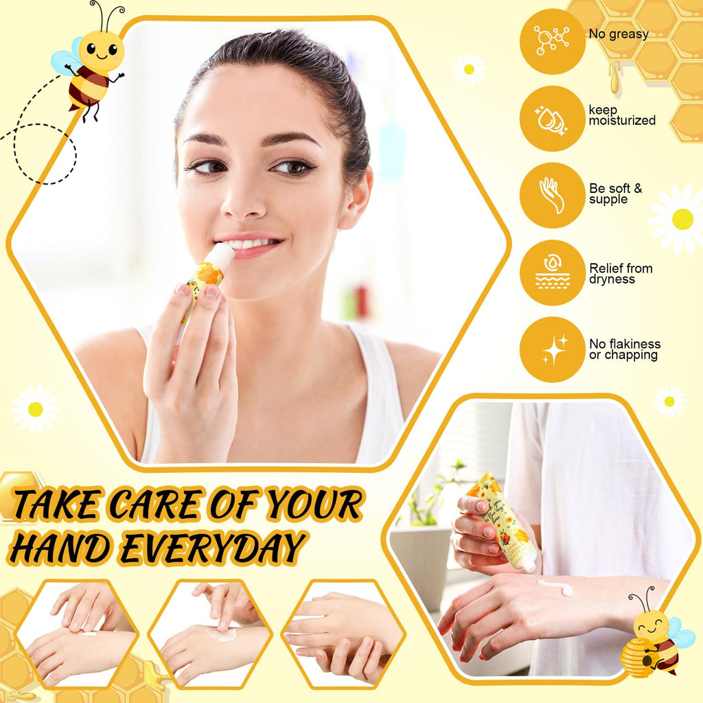 Dansib 24-Pack Honey Hand Cream & Lip Balm Gift Set – Bee Themed Baby Shower Favors