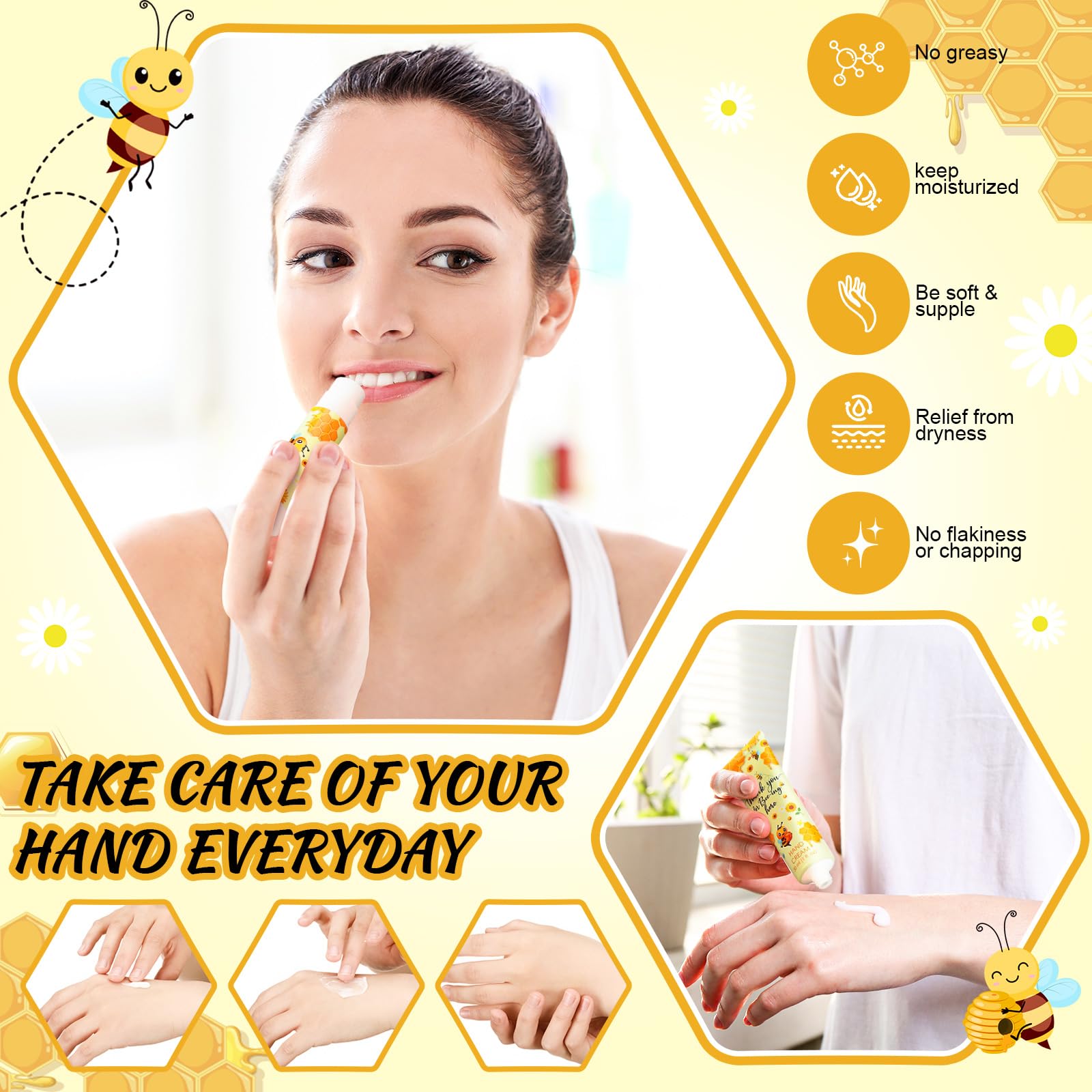 Dansib 24-Pack Honey Hand Cream & Lip Balm Gift Set – Bee Themed Baby Shower Favors