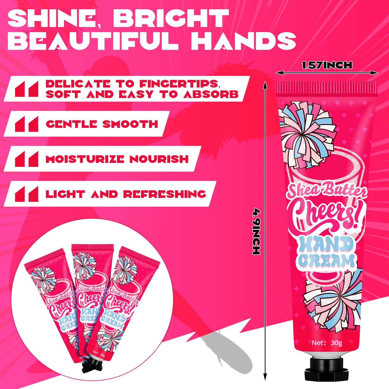 Dansib 24-Pcs Cheer Team Hand Cream Gift Set | Pink, Travel-Size Lotion for Gym Bags