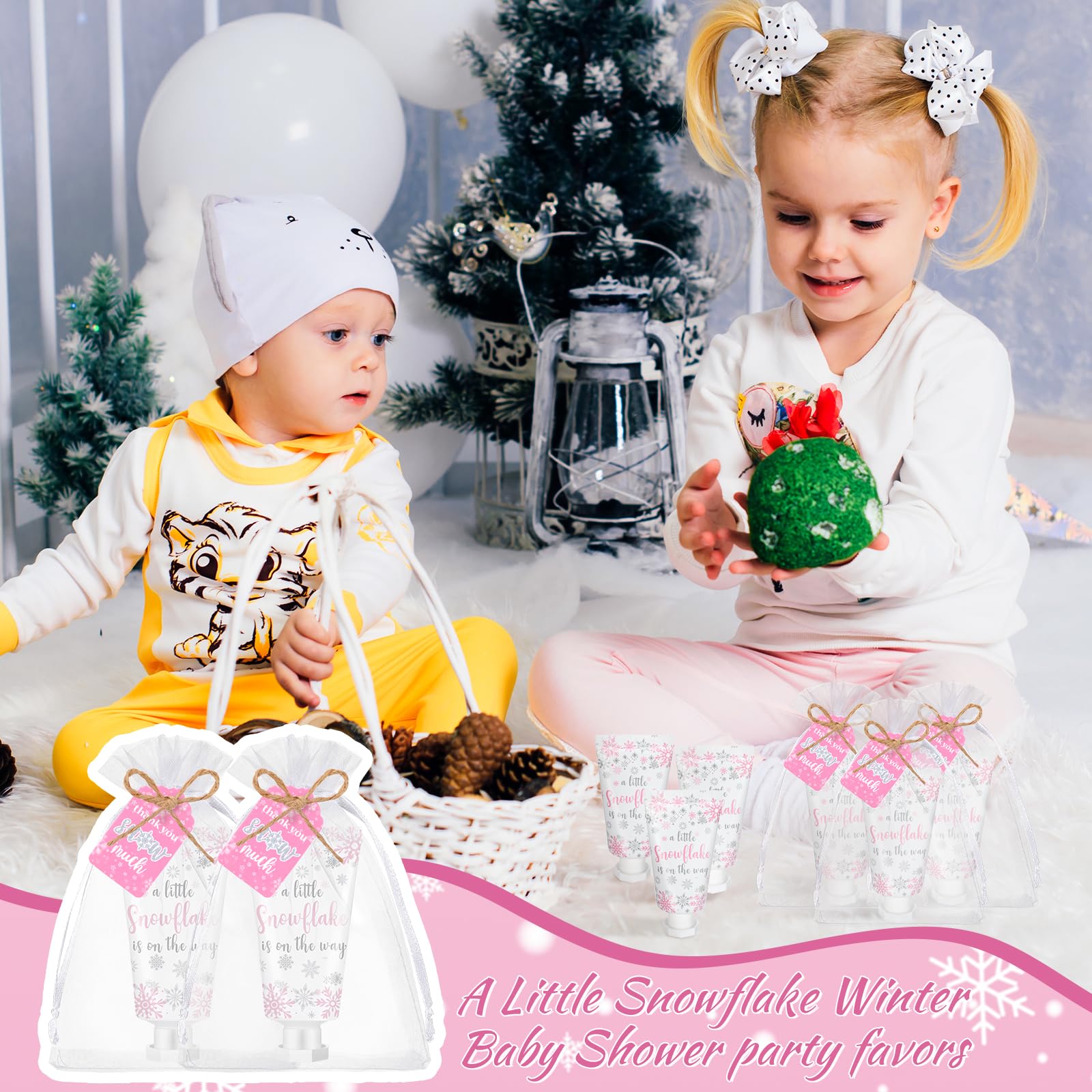Dansib 48-Set Baby Shower Hand Cream Gift Favors – Snowflake Design, Mini Travel Size